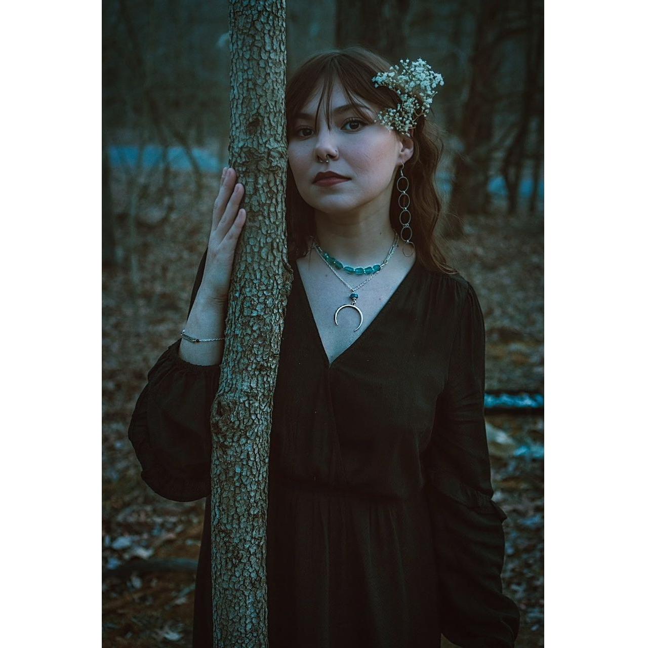 Horn Moon Guidance Necklace featuring Apatite – Icy Blue Gemstone Jewelry by Kinley Jewelry