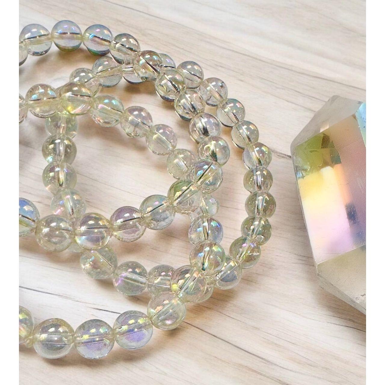 Aura Clear Quartz Stretch Bracelet - 8mm Gemstone