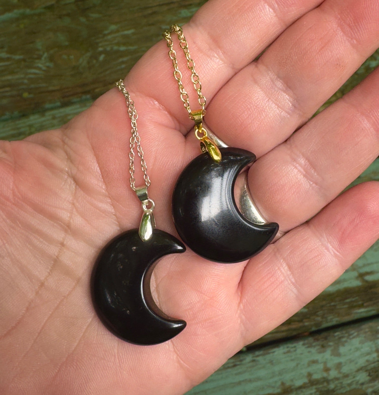 Black Obsidian Crescent Moon Necklace