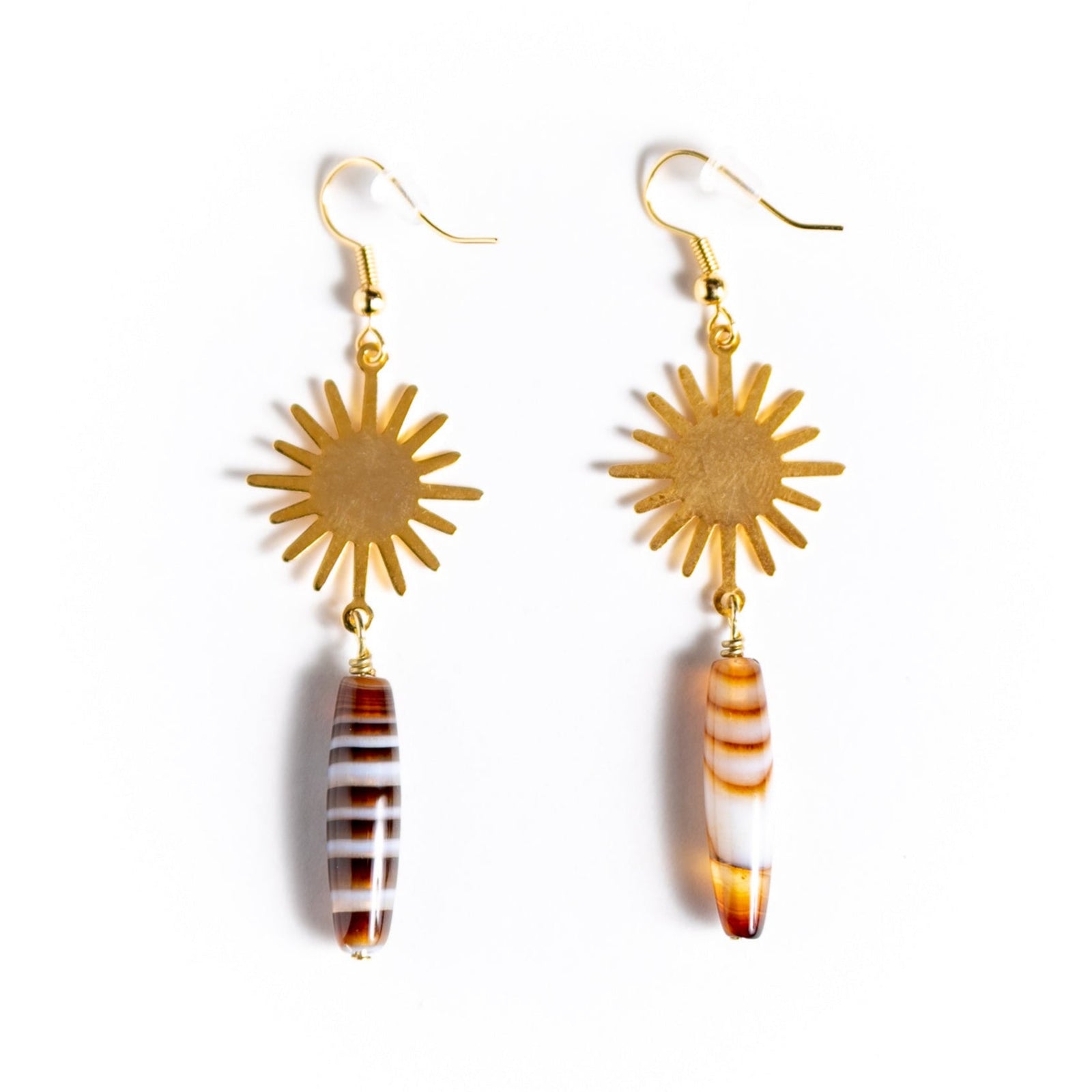 Banded Agate Sunburst Earrings