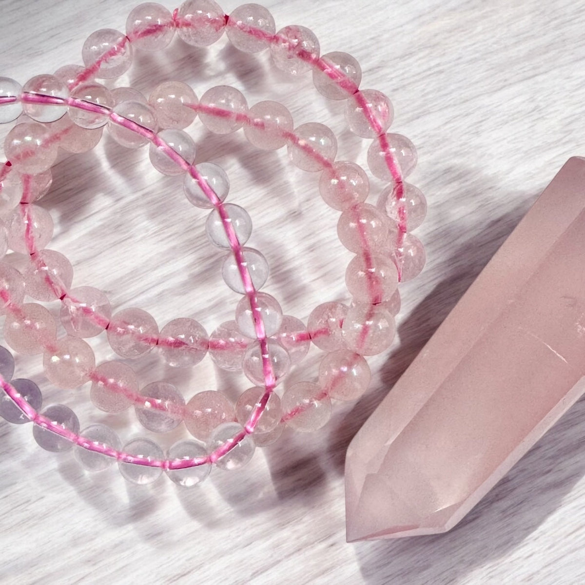 Rose Quartz Beaded Stretch Bracelet - 8mm Gemstones