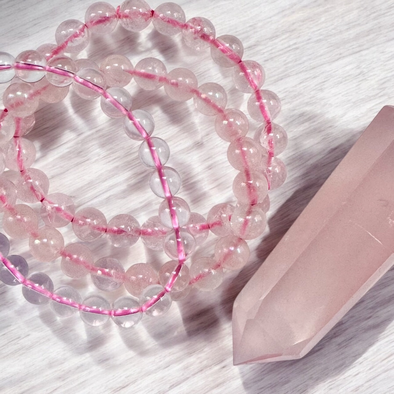 Rose Quartz Beaded Stretch Bracelet - 8mm Gemstones