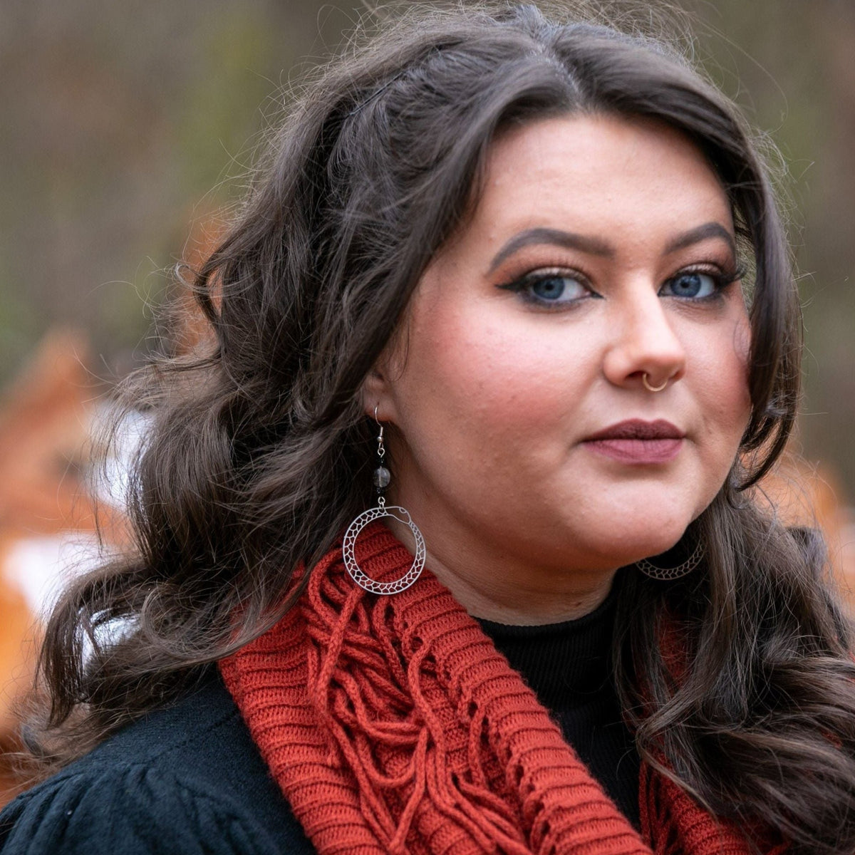 Ouroboros Earrings with Rutile Quartz