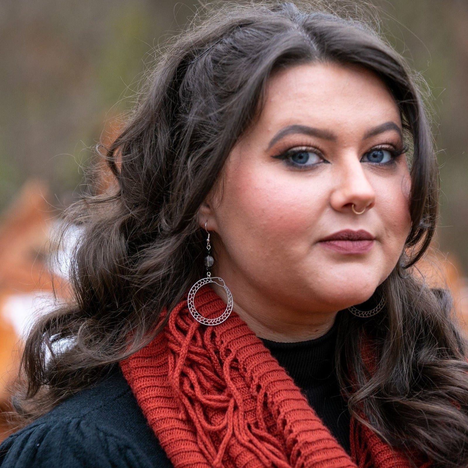 Ouroboros Earrings with Rutile Quartz