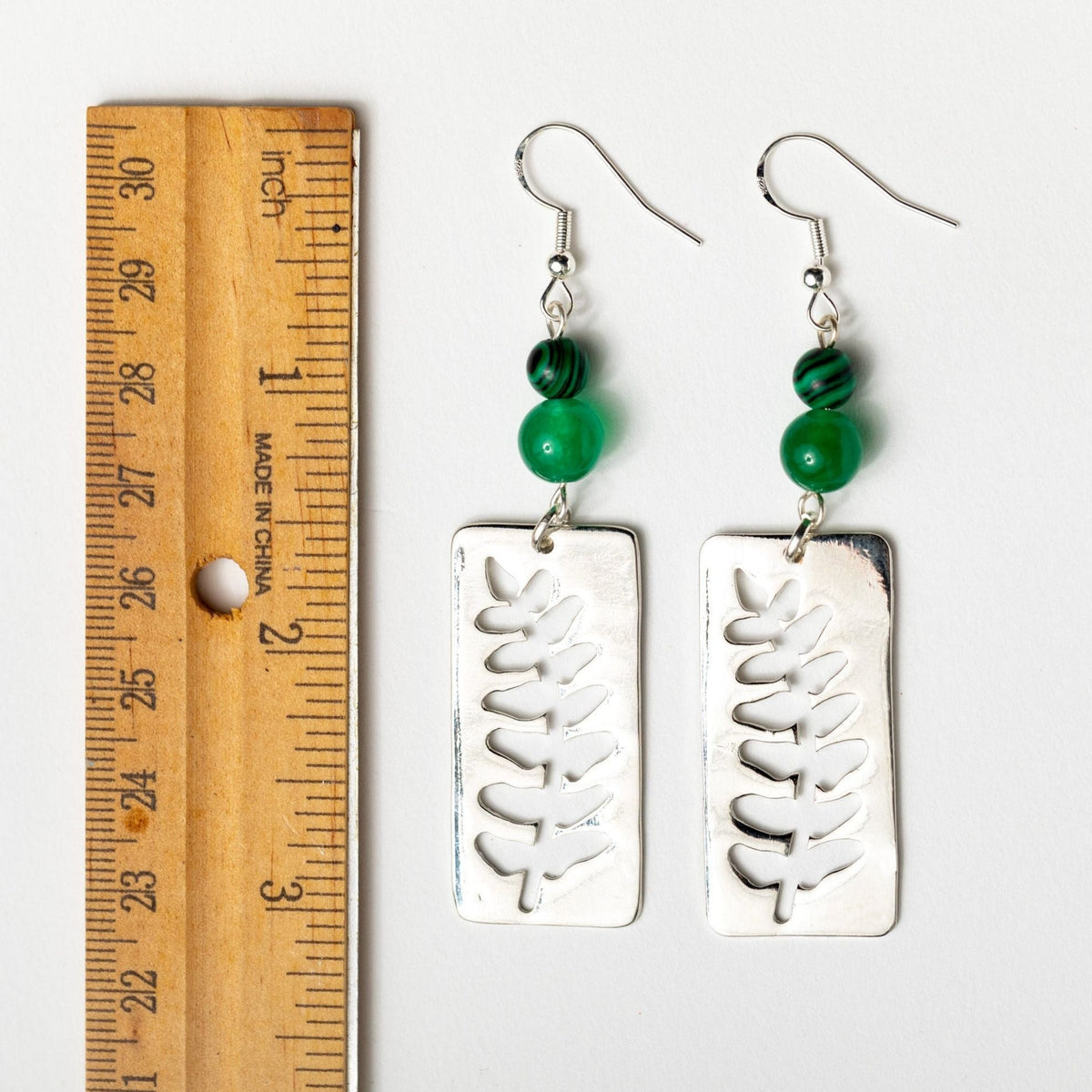 Silver Fern Window Earrings
