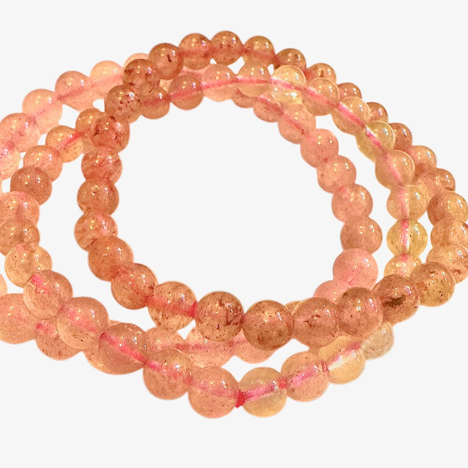 Strawberry Quartz Stretch Bracelet - 6mm Gemstones