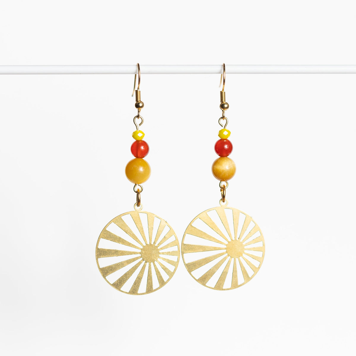 Gold Retro Sun Earrings