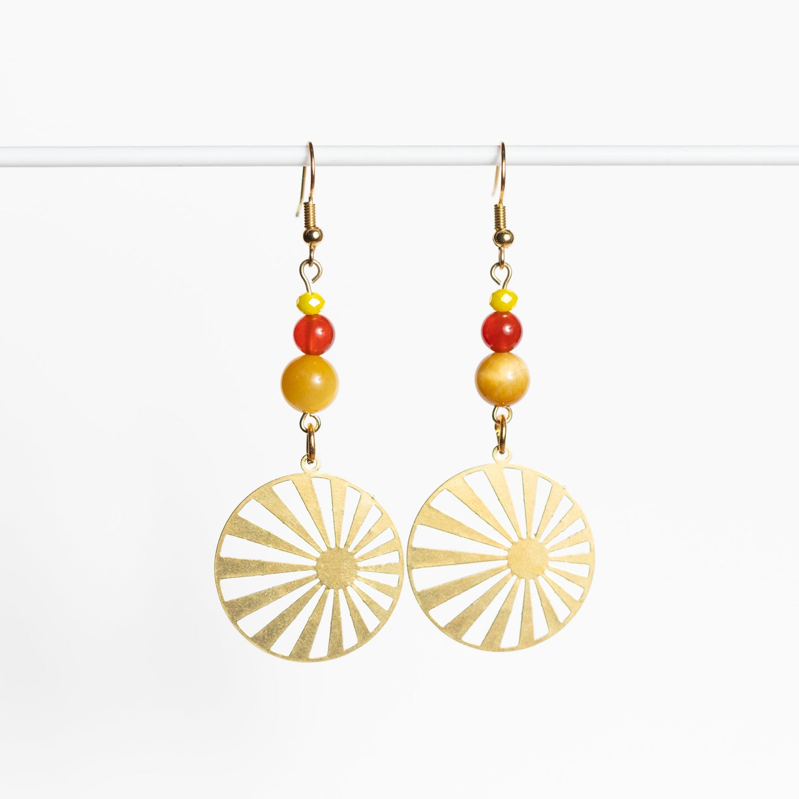 Gold Retro Sun Earrings