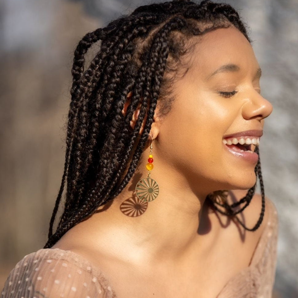 Gold Retro Sun Earrings