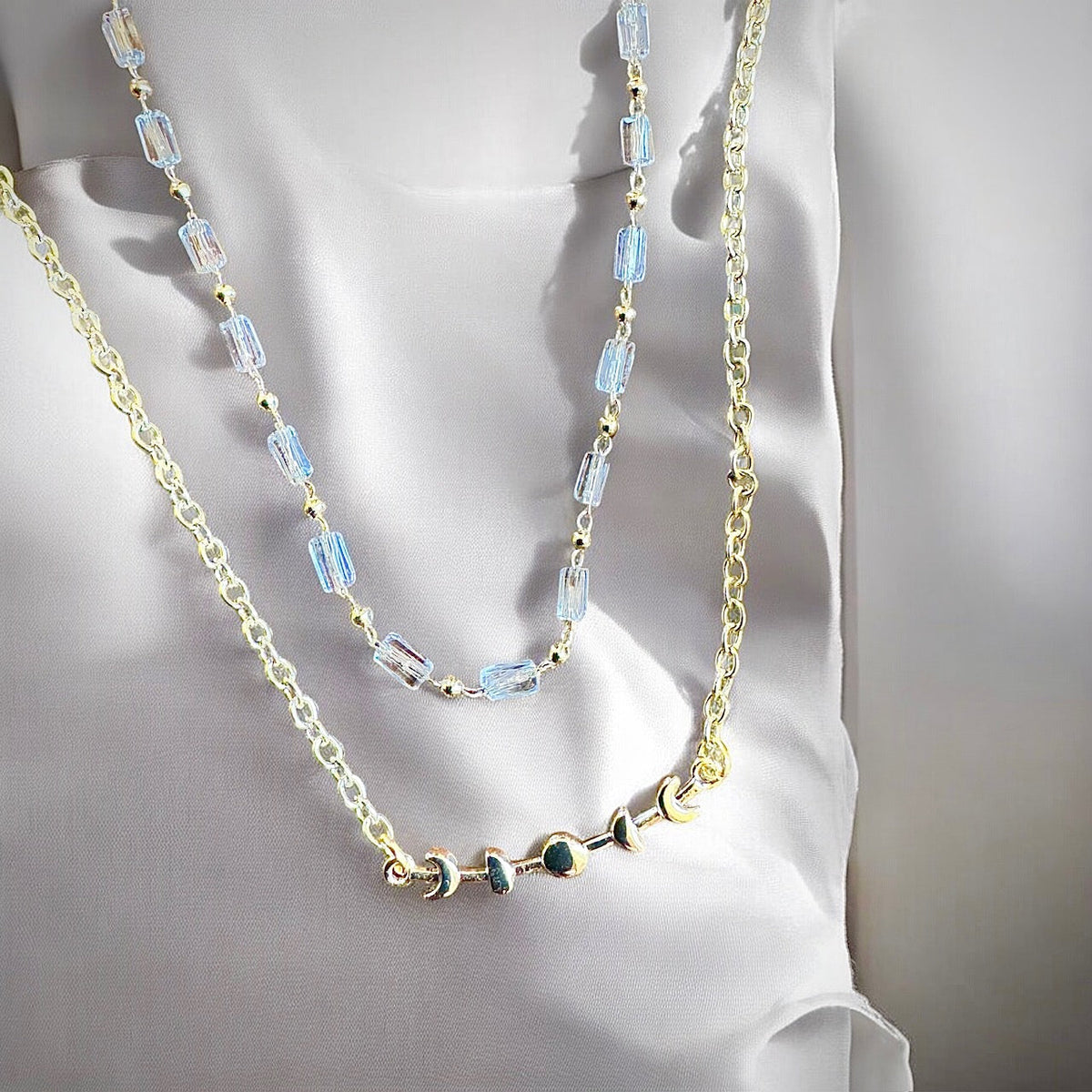 Gold Moon Phases Bar Necklace