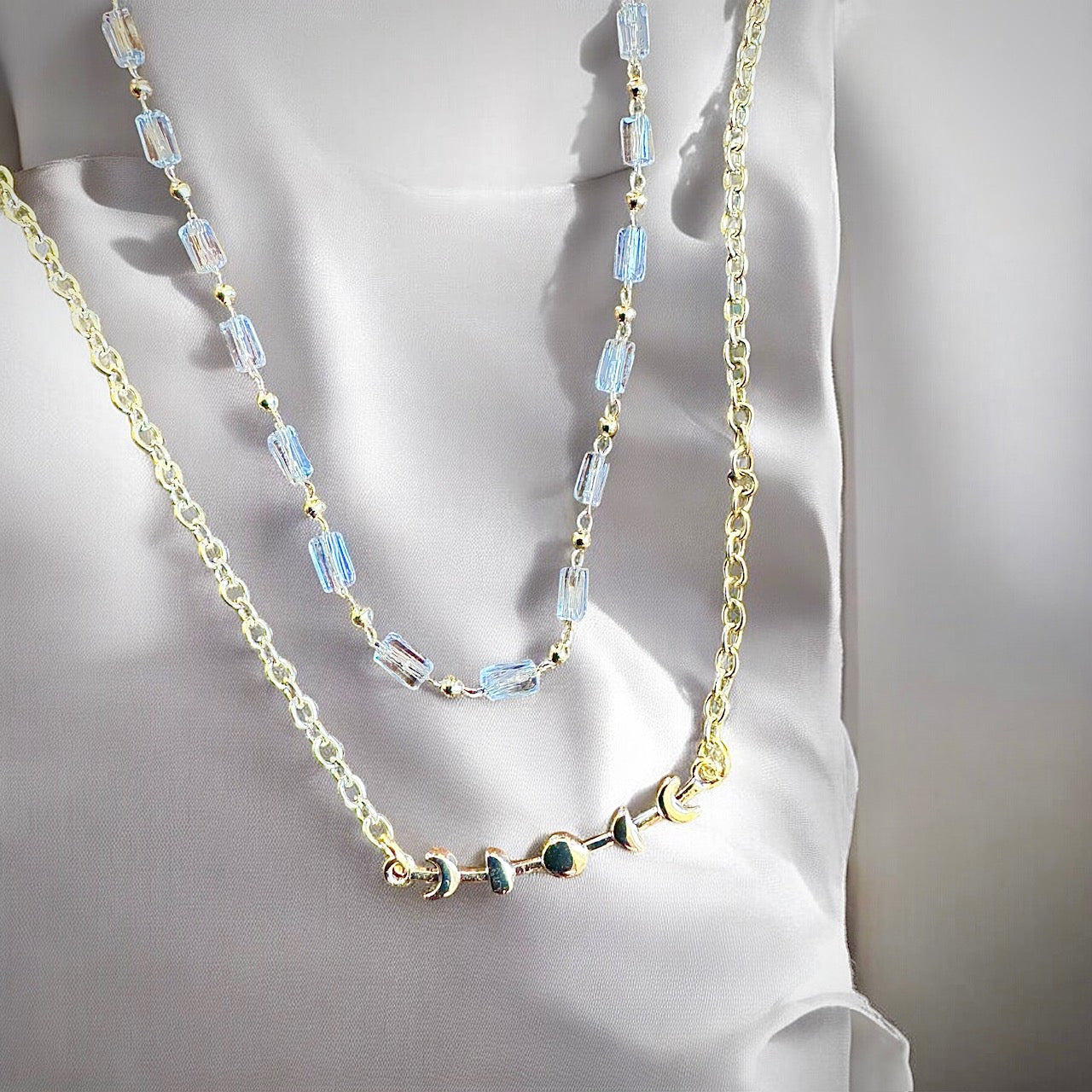 Gold Moon Phases Bar Necklace