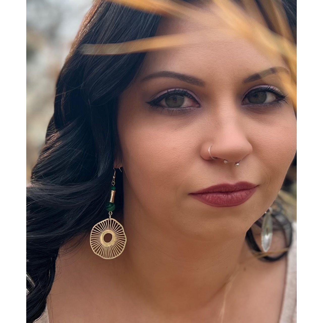 Organic Natural Pattern Earrings with Malachite