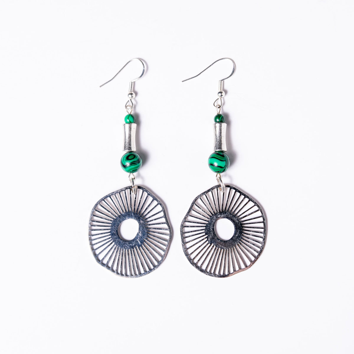 Organic Natural Pattern Earrings with Malachite