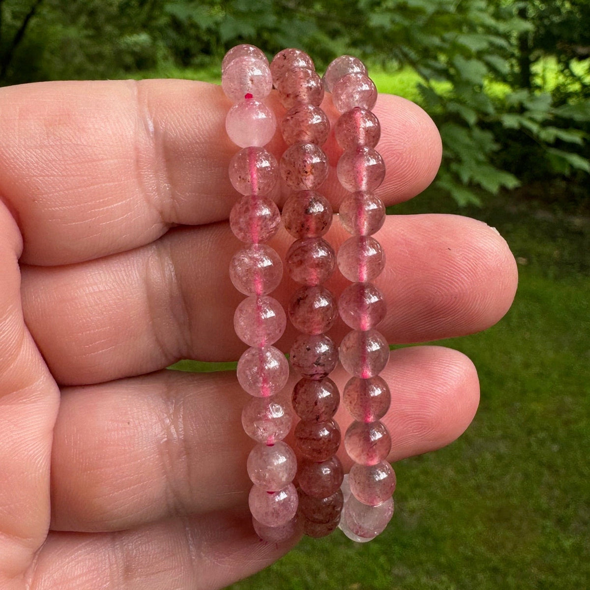 Strawberry Quartz Stretch Bracelet - 6mm Gemstones