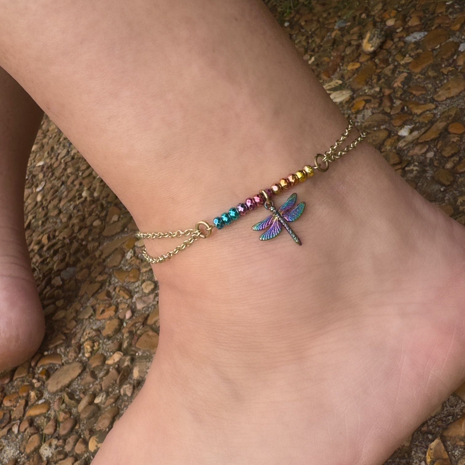 Colorful Dragonfly Anklet