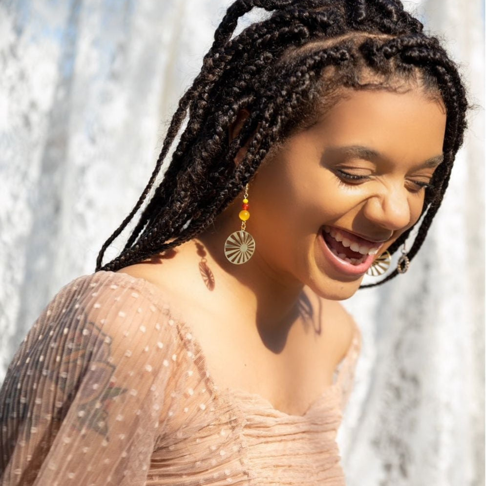 Gold Retro Sun Earrings