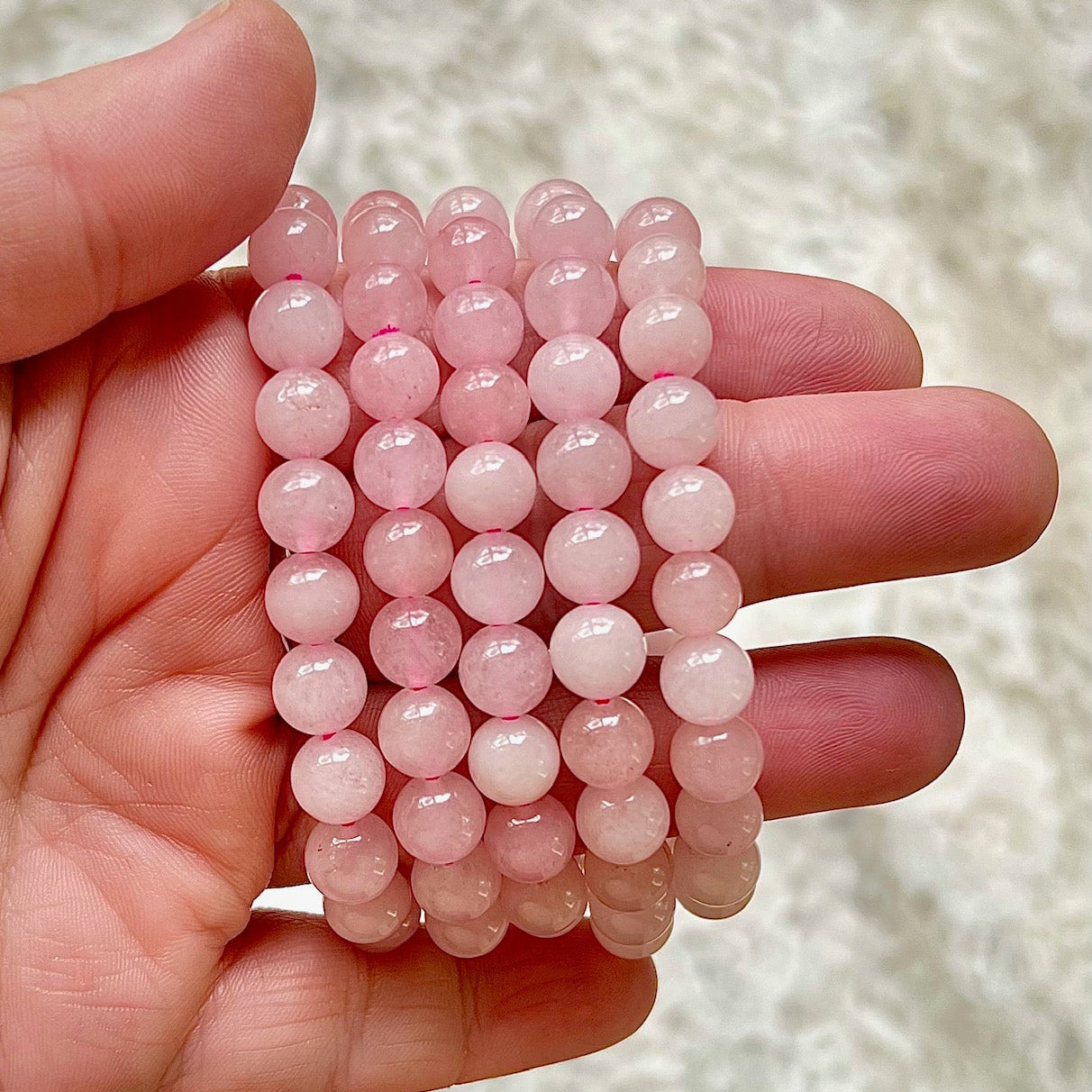 Rose Quartz Beaded Stretch Bracelet - 8mm Gemstones