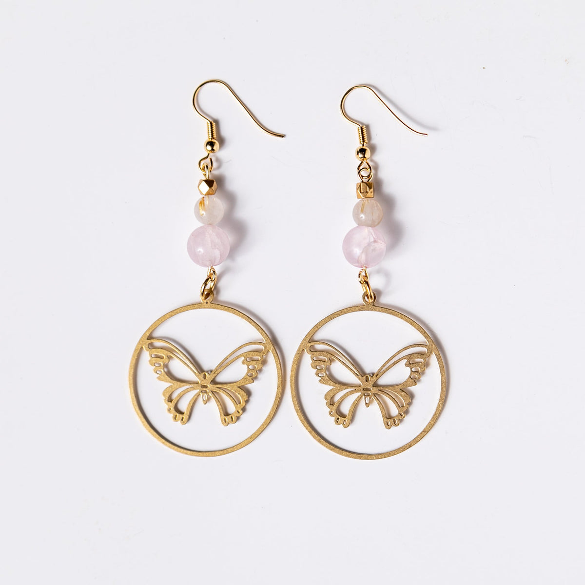 Breast Cancer Awareness Butterfly Earrings