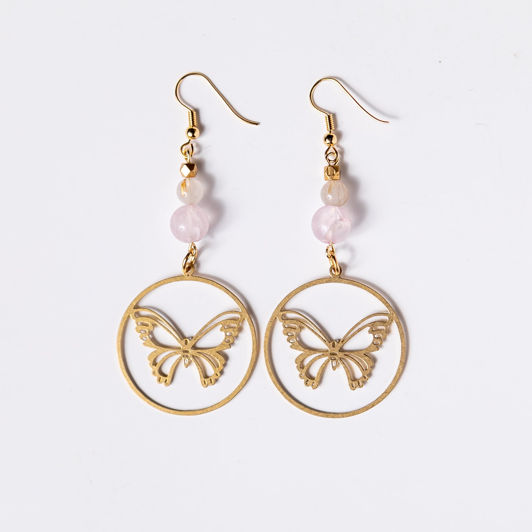 Breast Cancer Awareness Butterfly Earrings