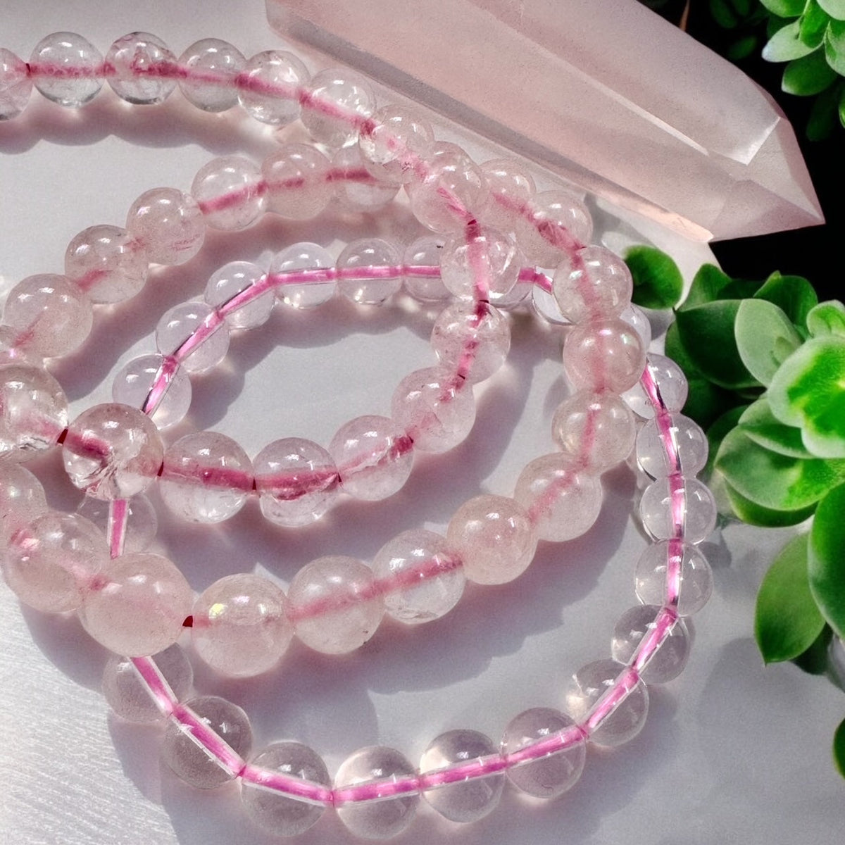 Rose Quartz Beaded Stretch Bracelet - 8mm Gemstones