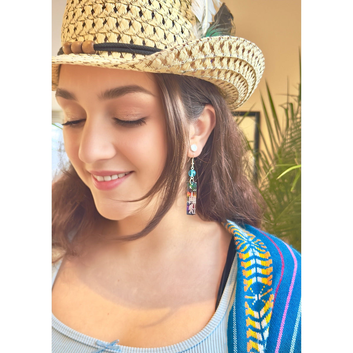 Sasquatch Aurora Borealis Earrings – Bigfoot-Inspired Jewelry with Northern Lights Theme by Kinley Jewelry