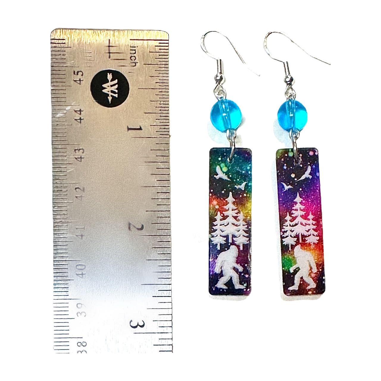 Sasquatch Aurora Borealis Earrings – Bigfoot-Inspired Jewelry with Northern Lights Theme by Kinley Jewelry