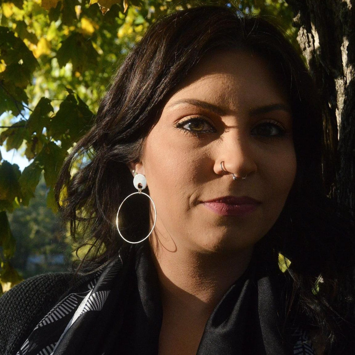 Silver Halo Post Hoop Earrings