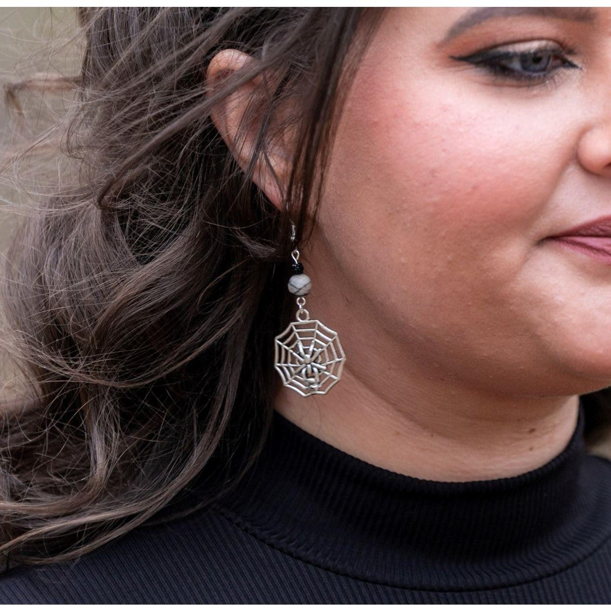 Spider Web with Jasper Earrings