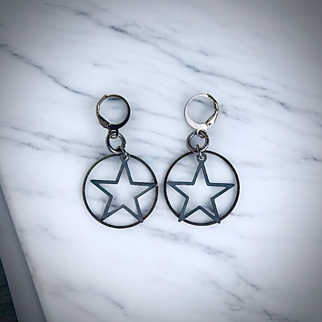 Black Star Earrings