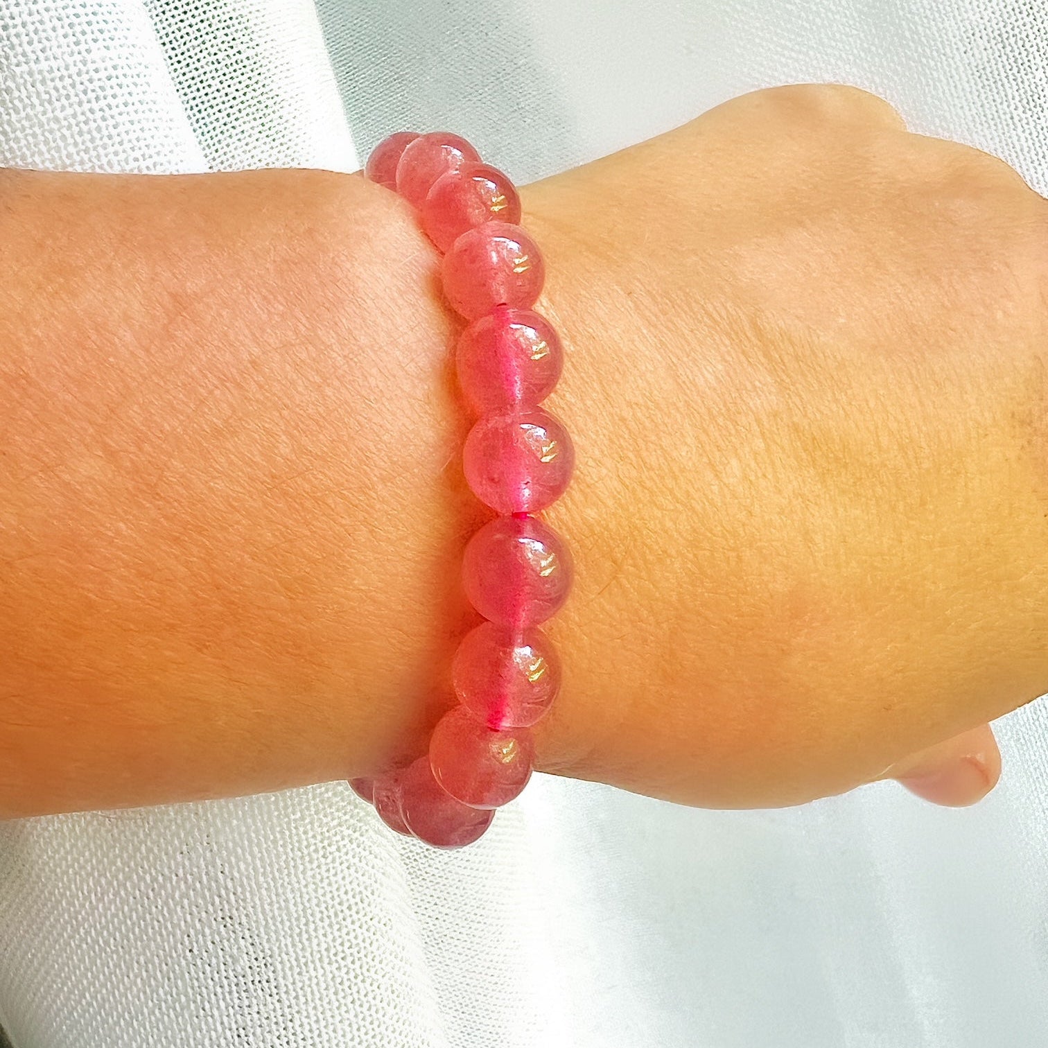 Strawberry Quartz Stretch Bracelet - 6mm Gemstones