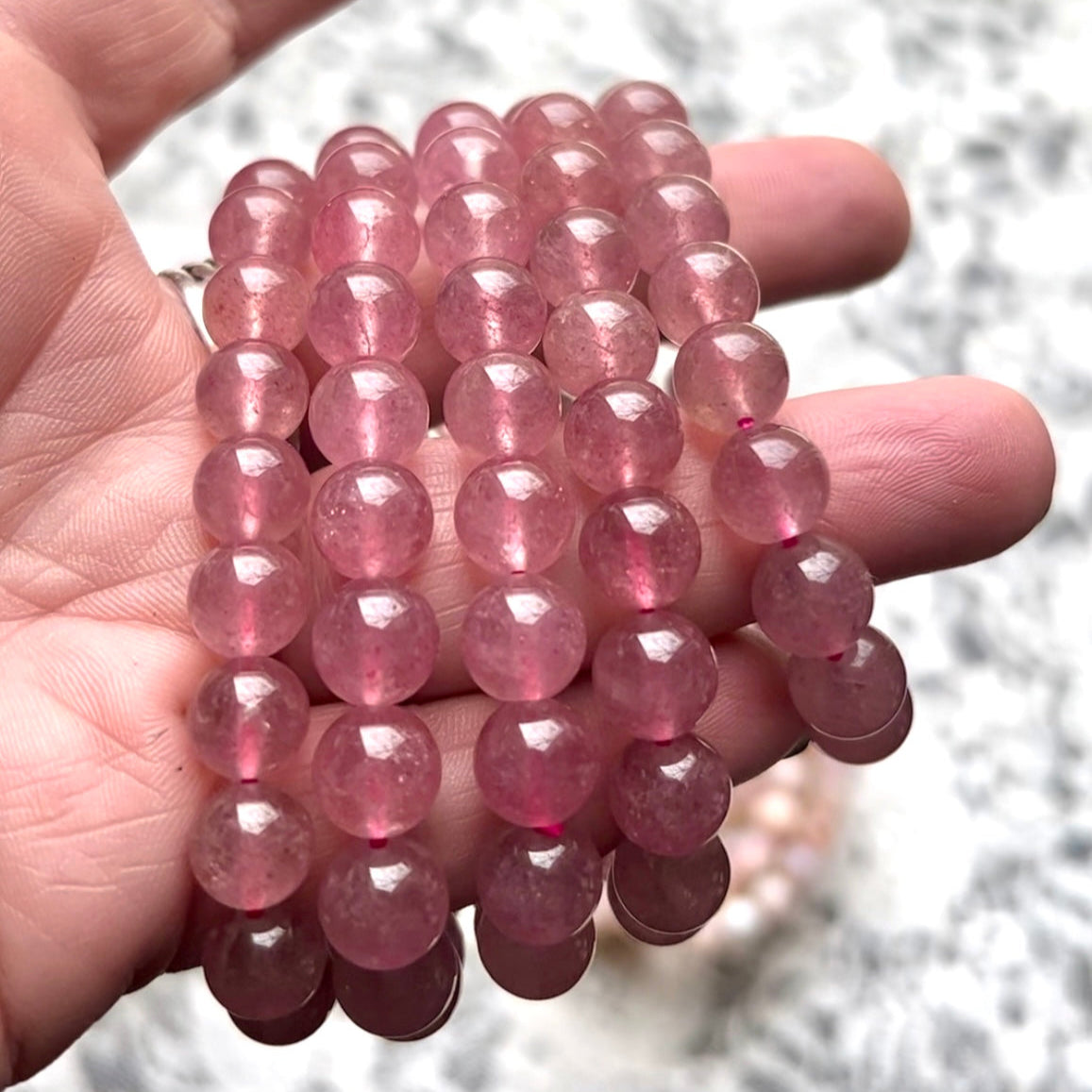 Strawberry Quartz Stretch Bracelet - 6mm Gemstones