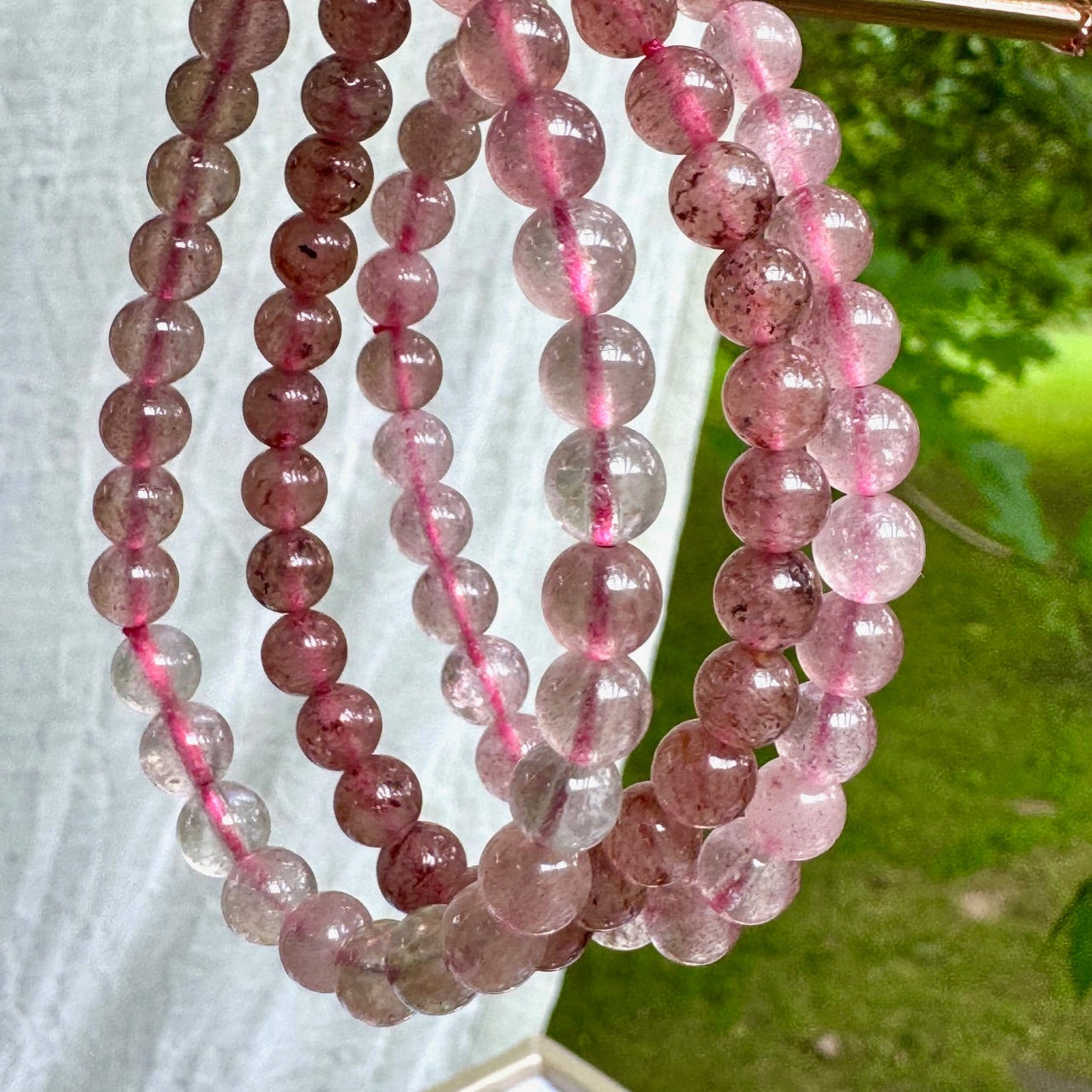 Strawberry Quartz Stretch Bracelet - 6mm Gemstones