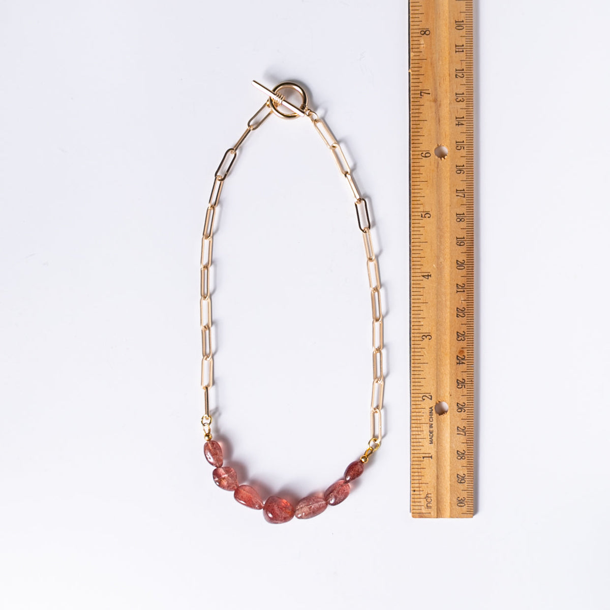 Strawberry Quartz Polished Stones Necklace