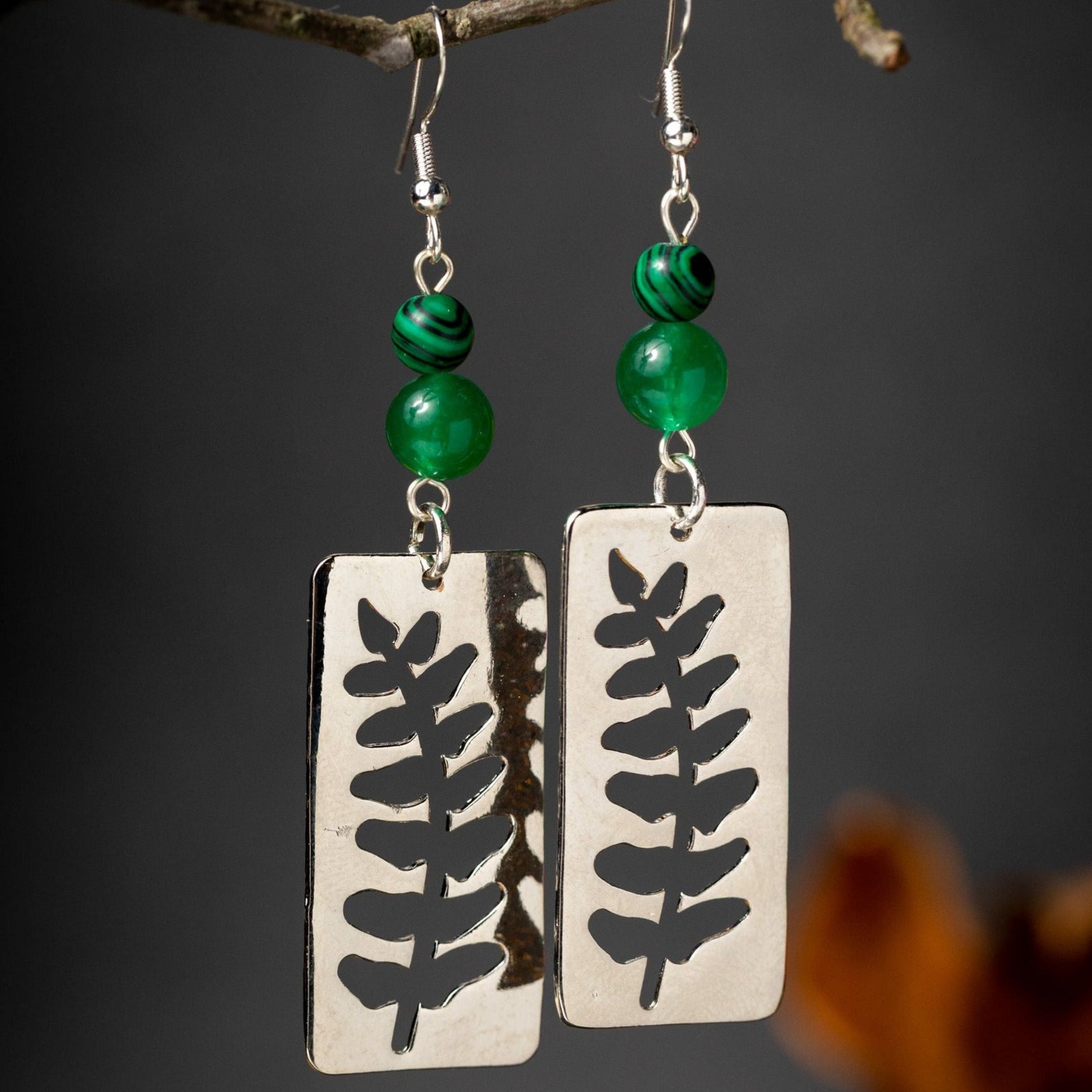 Silver Fern Window Earrings