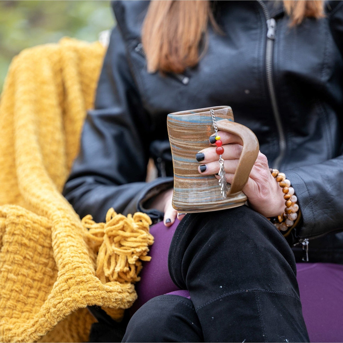 Autumn Oak Leaf Tea Infuser – Bronze Oak Leaf Charm with Acorn Bead Accent by Kinley Jewelry