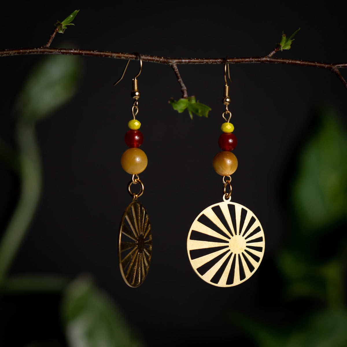 Gold Retro Sun Earrings