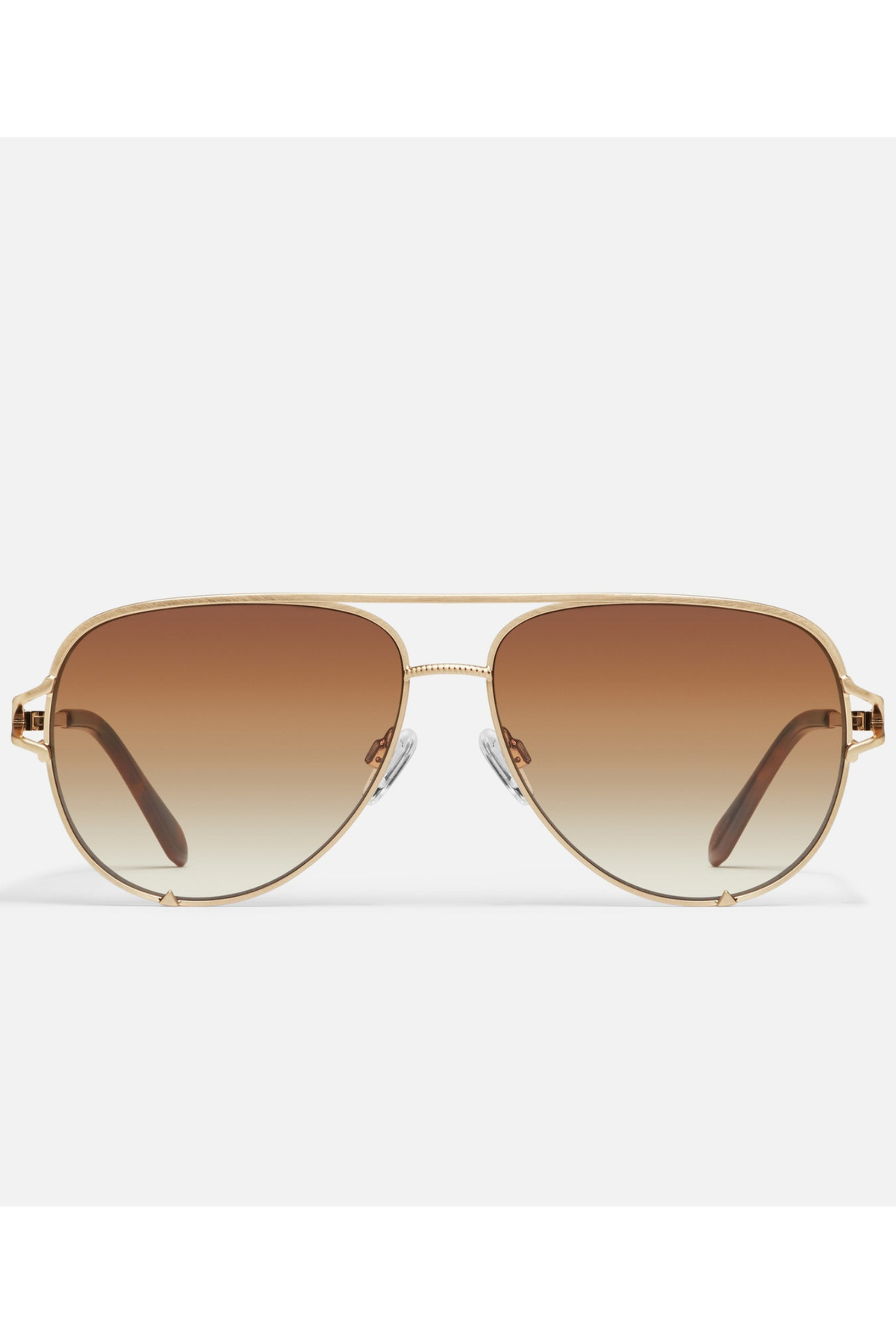 Quay High Key Twist Sunglasses-- Brushed Gold/Sepia