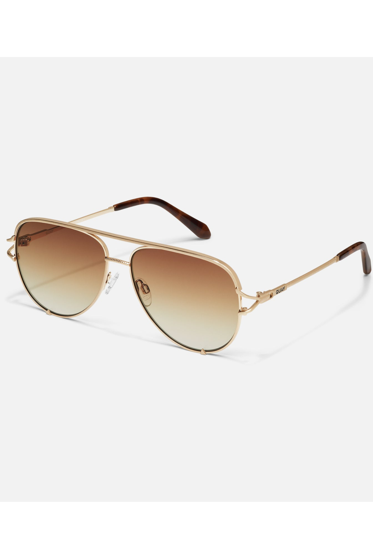 Quay High Key Twist Sunglasses-- Brushed Gold/Sepia