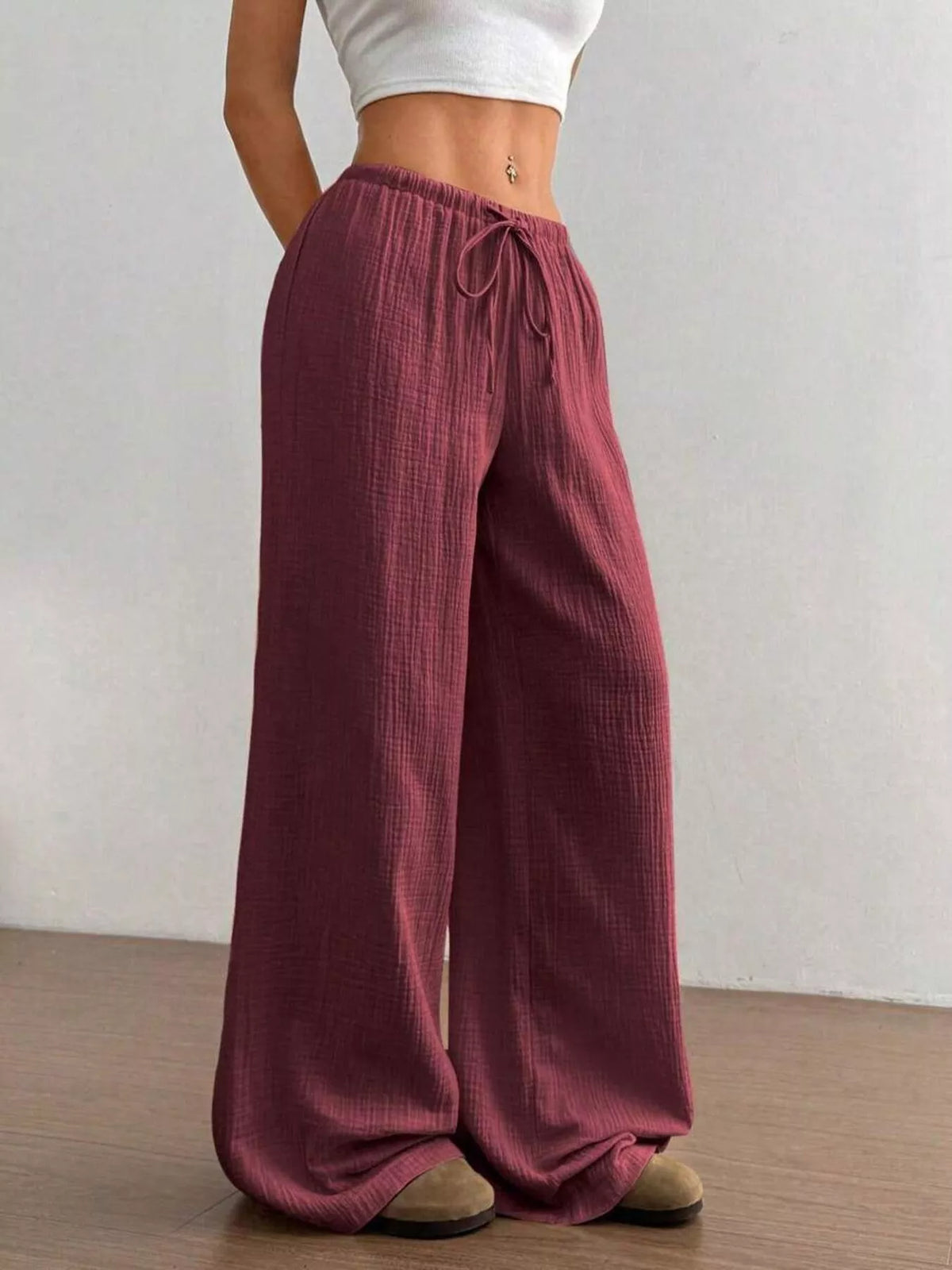 Drawstring Wide Leg Pants