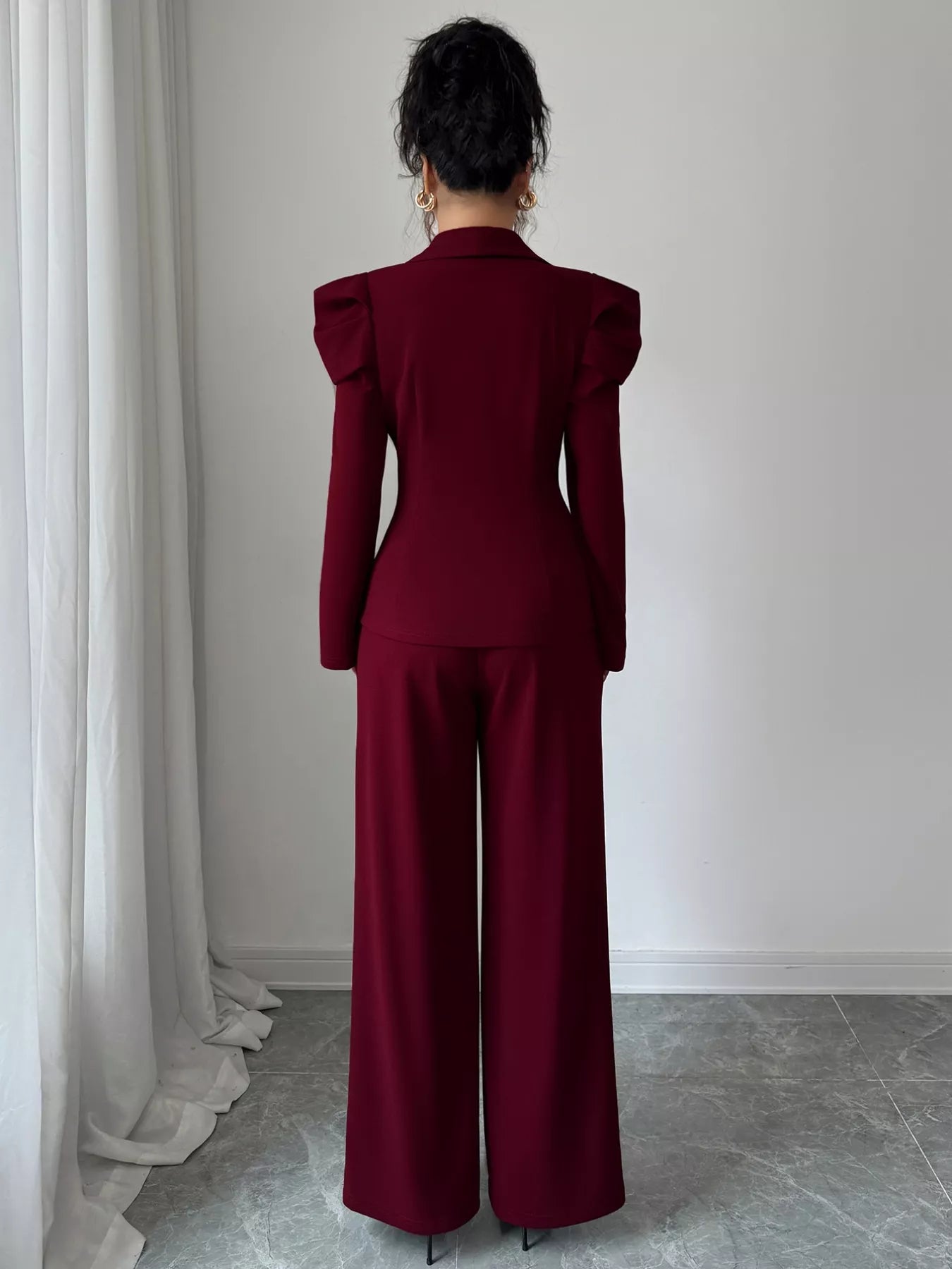 Double-Breasted Blazer and Pants Suit Set
