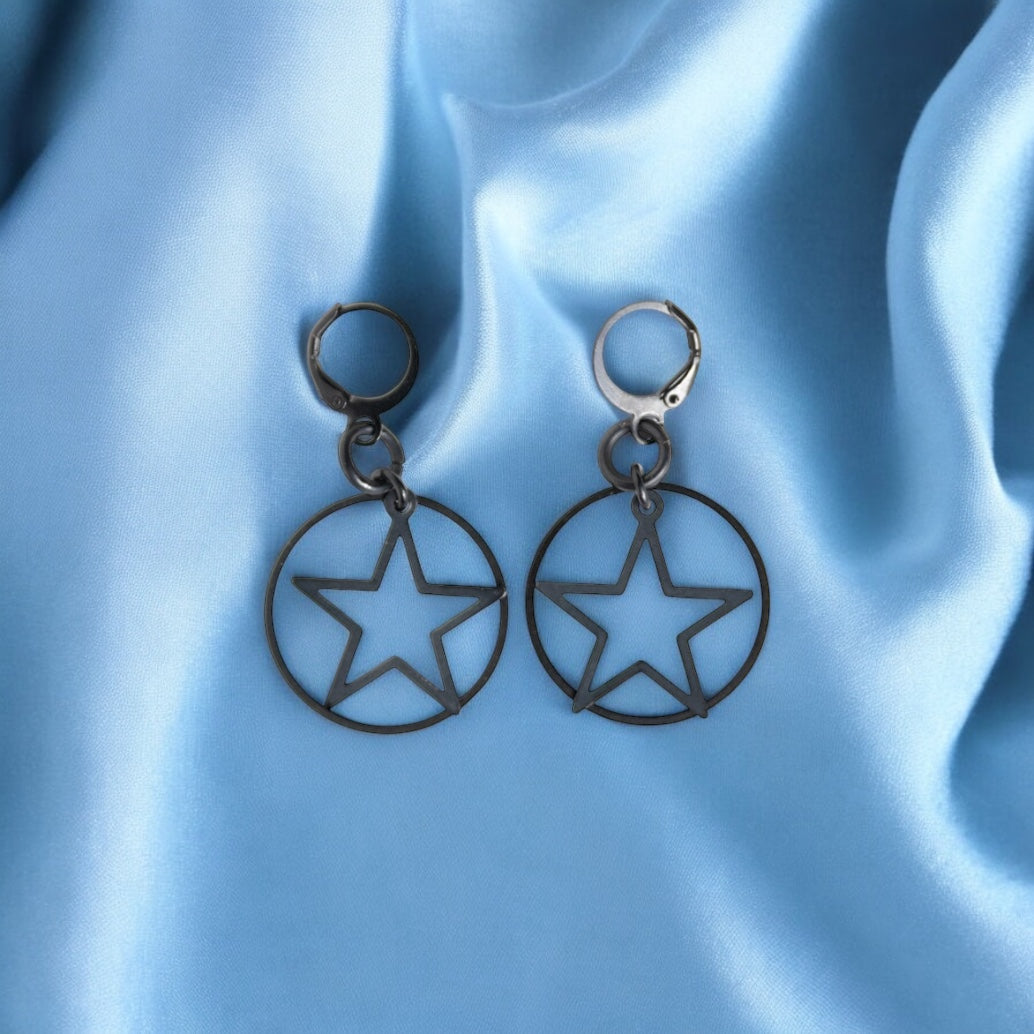 Black Star Earrings