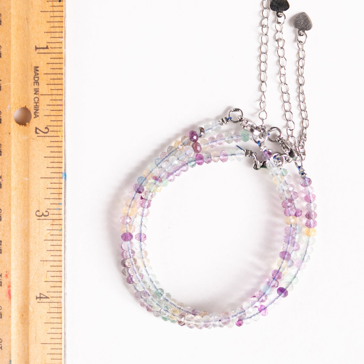 Microfaceted Rainbow Fluorite Tiny Bead Bracelet