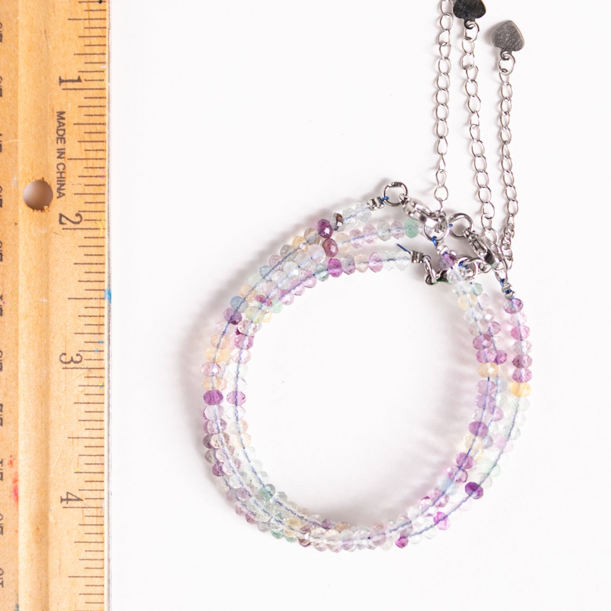 Microfaceted Rainbow Fluorite Tiny Bead Bracelet