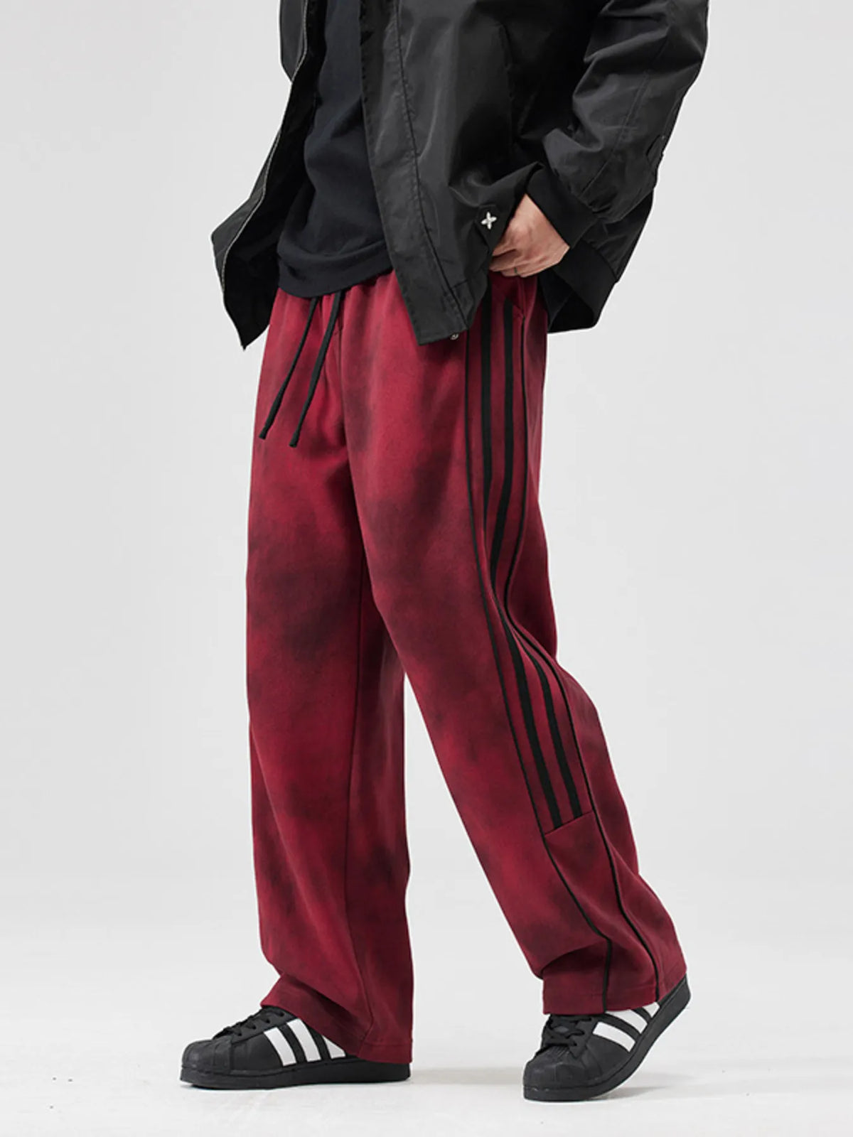 Men's Plus Size Drawstring Striped Loose Fit Pants