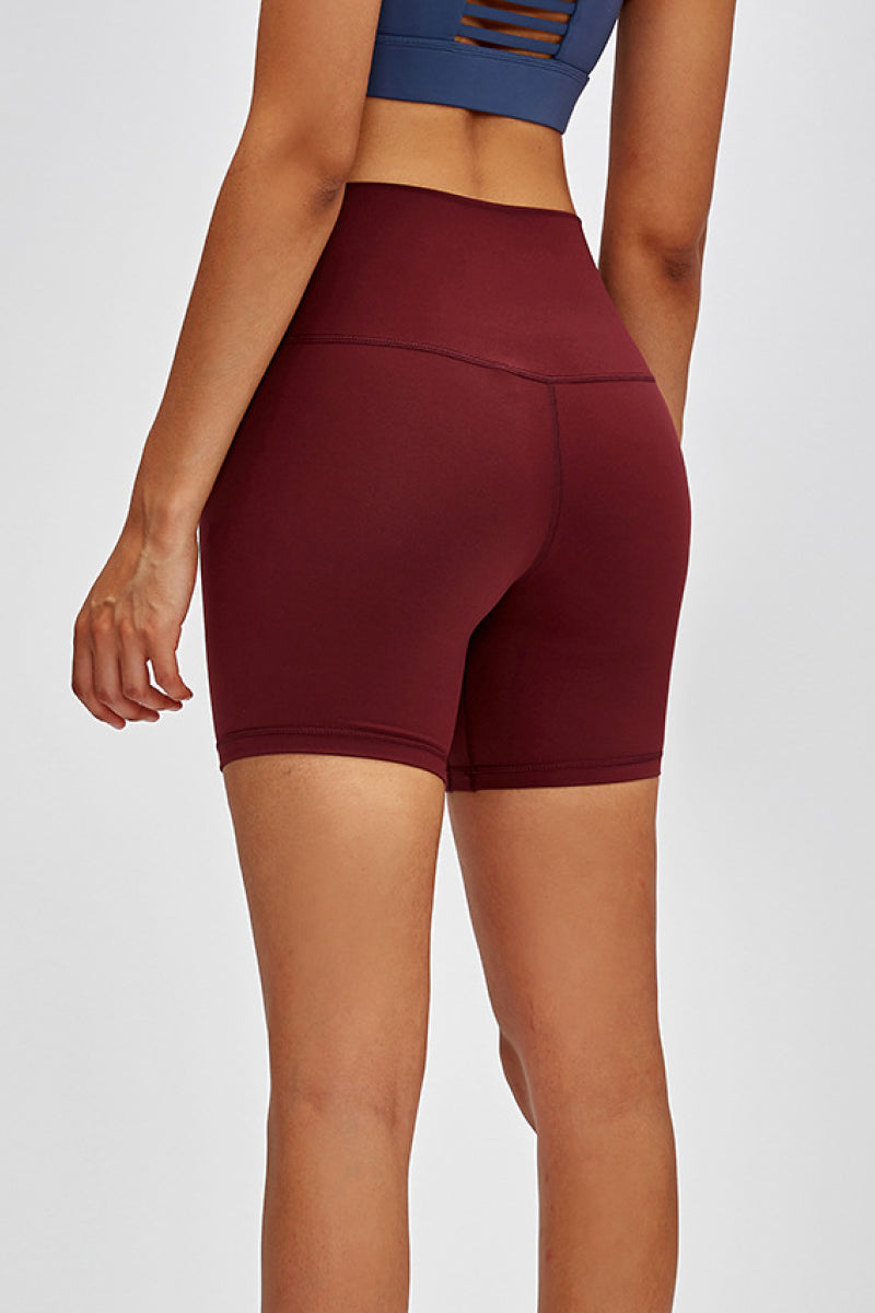 Maroon High Waist Training Shorts