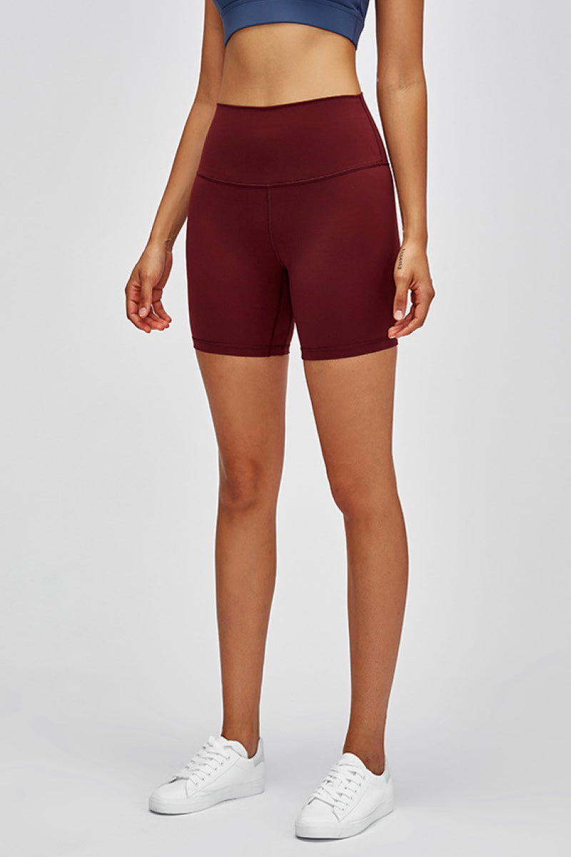 Maroon High Waist Training Shorts