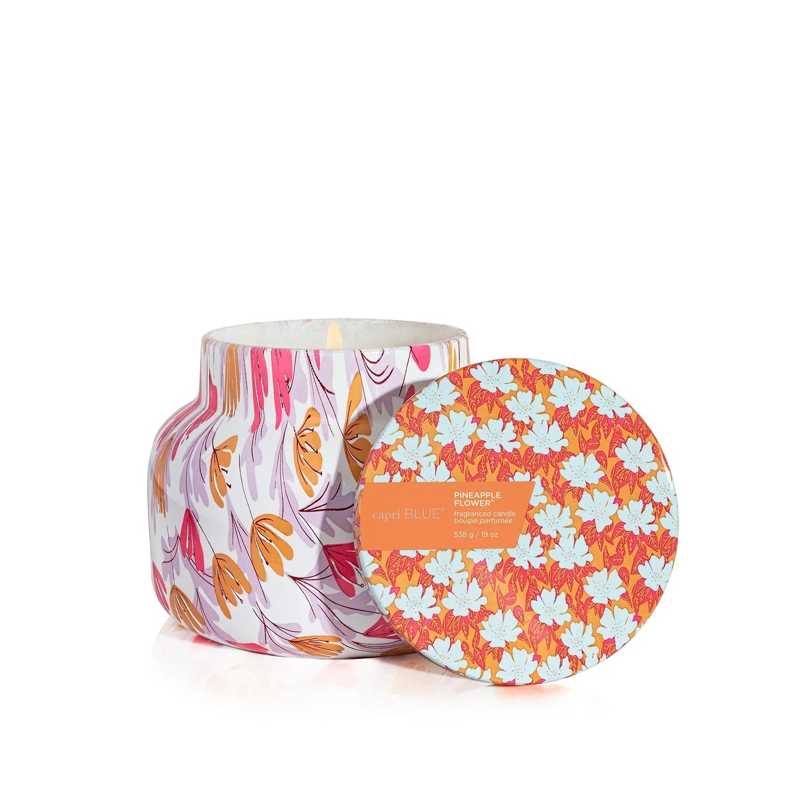 Capri Blue Candle Capri Blue Pineapple Flower Pattern Play Signature Candle 19oz Floral