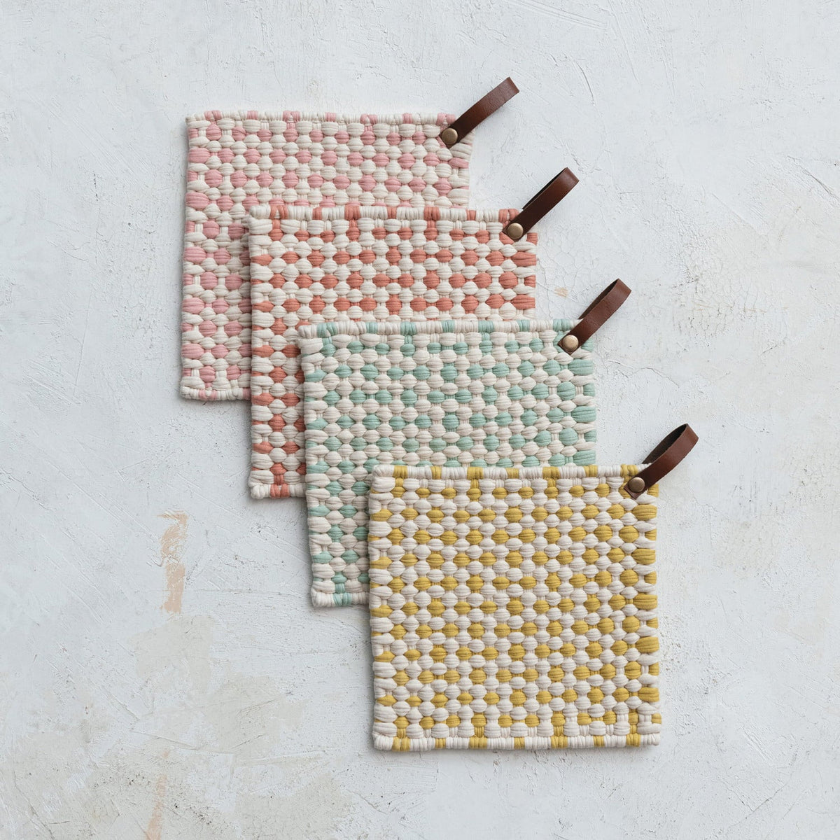 Patterned Cotton Crocheted Pot Holder 8"