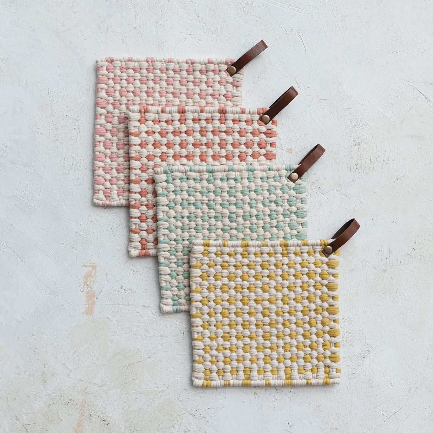Patterned Cotton Crocheted Pot Holder 8"