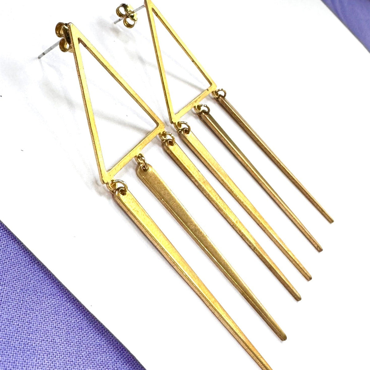 Golden Triangle Dangle Post Earrings